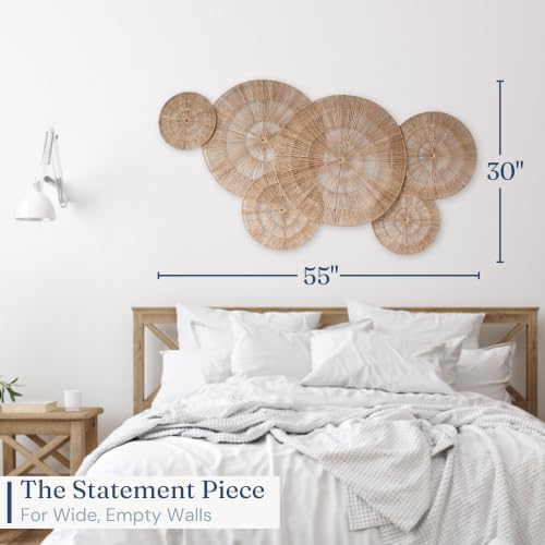 Chi An Home Woven Jute Wall Decor Baskets Set of 6 Boho Wall Art Plates