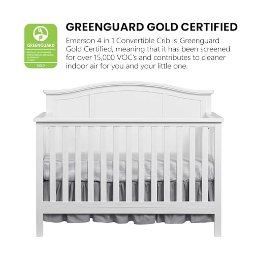 Emerson 4-in-1 Convertible Crib - Solid Wood Snow White Nursery Furniture