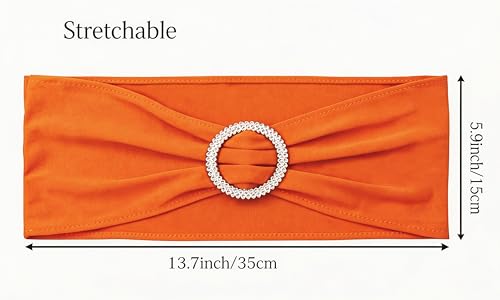 50-Pack Orange Spandex Chair Sashes with Slider Buckle for Wedding & Party