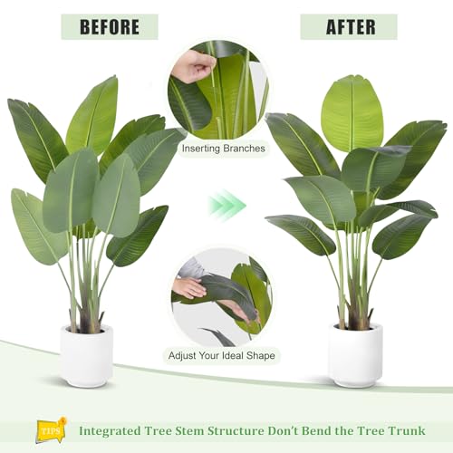 Artificial Bird of Paradise Plant - 4Ft Faux Tropical Tree with Silk Leaves for Home Decor