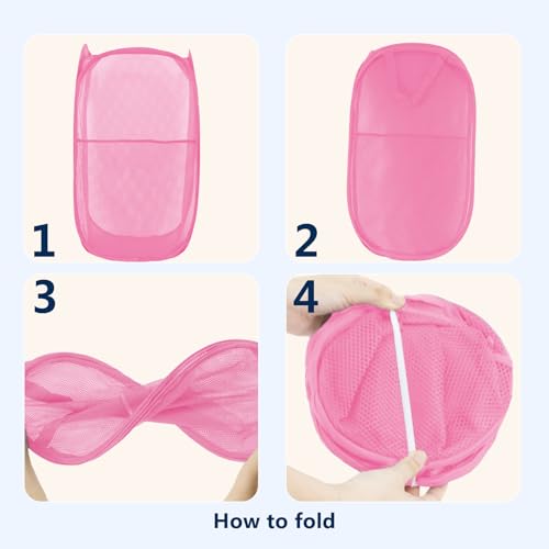 Collapsible Mesh Laundry Hamper - Foldable Pop Up Basket for Travel