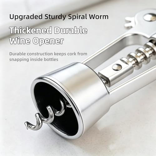 LunaThreads Silver 2-Pack Premium Zinc Alloy Lever Corkscrew Set with Wine Pourer & Vacuum Stopper