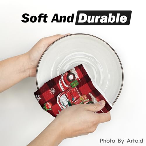 Artoid Mode Red Gnome Truck Christmas Kitchen Towels Set of 2 18x26 inch
