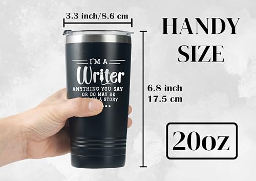 Onebttl 20oz Insulated Stainless Steel Tumbler with Straw - Story Black - Gift for Writers, Men & Women