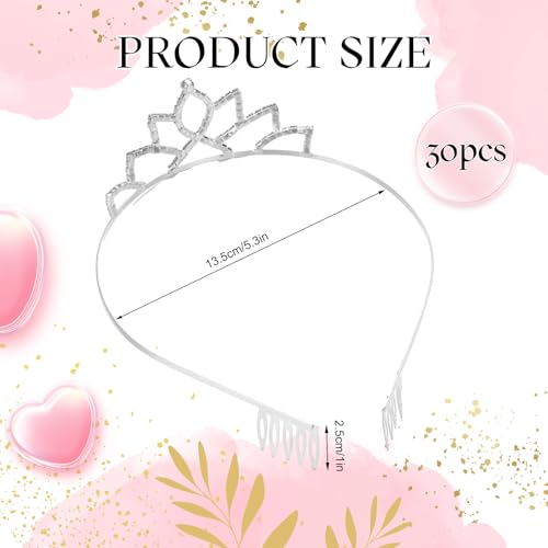 Lyrow Silver Crystal Tiara for Women, 30 Pcs Cute Style Bridal Hair Accessories