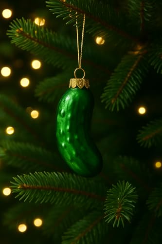 German Glass Christmas Pickle Ornament - Traditional Holiday Tree Decor