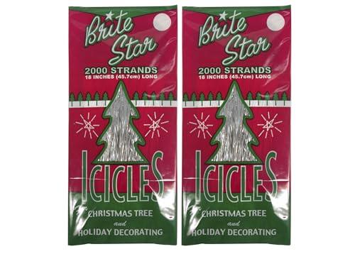 Silver Tinsel Icicles 18 Inch Holiday Tree Decor, Fireproof (Set of 2)