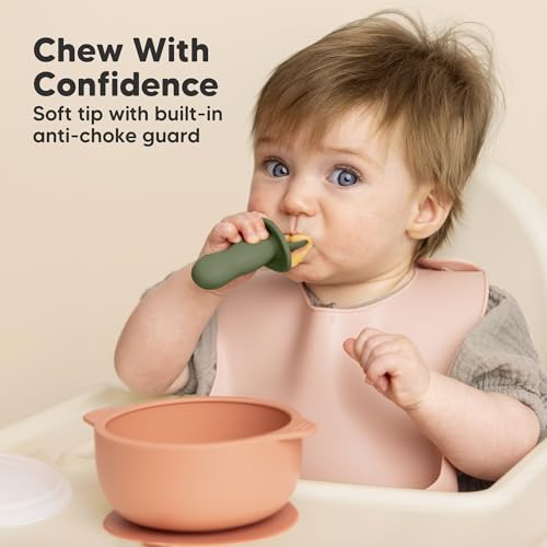 Silicone Baby Spoon and Fork Set for Self Feeding and Weaning
