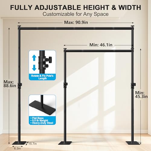 Freestanding Room Divider Curtain Rod, Adjustable Privacy Partition Stand