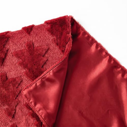 Artoid Mode Christmas Tree Table Runner 13x60 Inch Red Faux Plush Holiday Decor