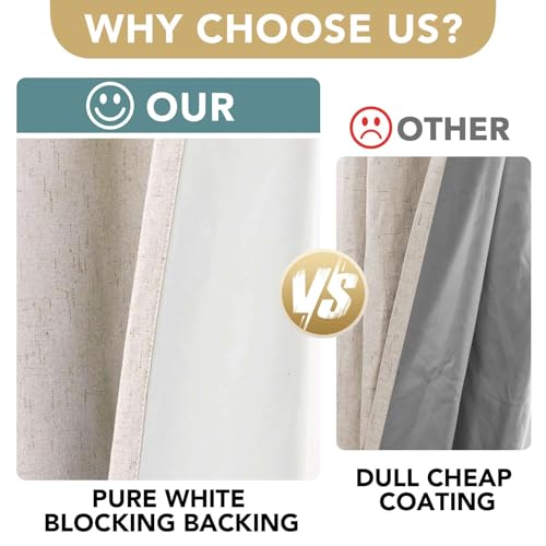 H.VERSAILTEX Linen 100% Blackout Curtains 84 Inch Grommet 2 Panels