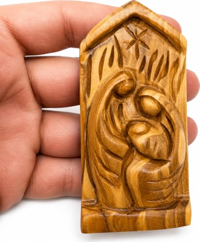 Olive Wood Nativity Set - Hand Carved 3-Piece Religious Christmas Decor