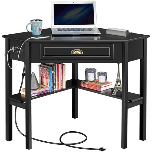L-Shaped Corner Computer Desk and Swivel Chair Set with USB Ports & Storage