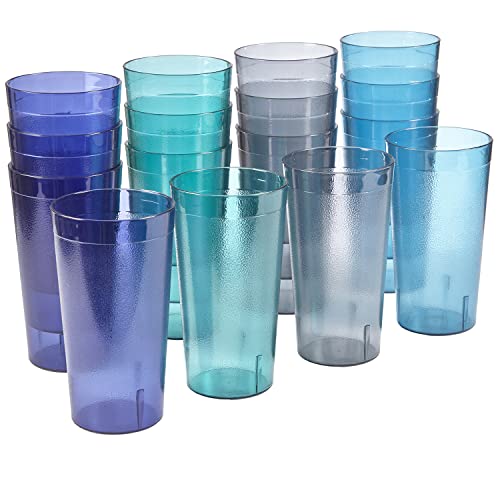 20-Ounce Reusable Plastic Tumblers - Stackable BPA-Free Drinking Cups (Set of 16)