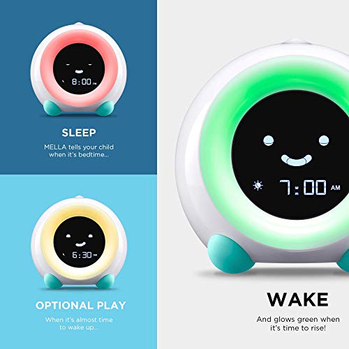 Kids Sleep Trainer Alarm Clock with Night Light and Sound Machine - Blue