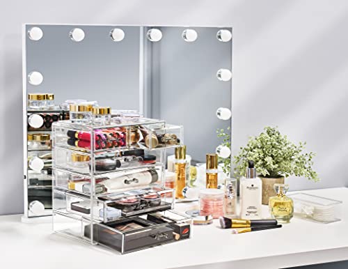 Sorbus 6-Drawer Clear Makeup Organizer with 4 Large & 2 Small Drawers - Vanity Storage