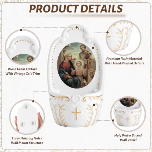 Holy Family Holy Water Font for Wall - Resin Religious Wall Decor