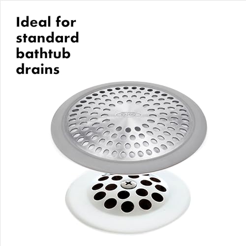 Stainless Steel Bathtub Drain Protector with Silicone Rim