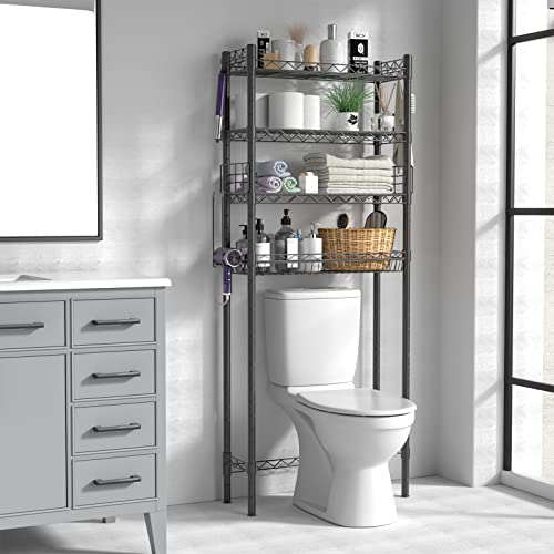 Over The Toilet Storage Shelf 4 Tier Gray - Bathroom Organizer & Shelving