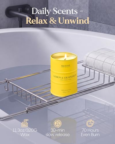 Lemon Grapefruit Scented Soy Candle - 11.3oz Organic & Non-Toxic