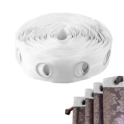 10m Curtain Heading Tape with 60 Grommets, 42mm Round Eyelet Header Strip