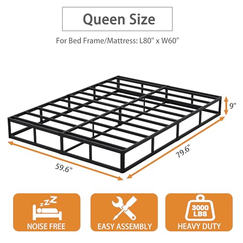 9-Inch Heavy Duty Queen Box Spring Metal Mattress Foundation