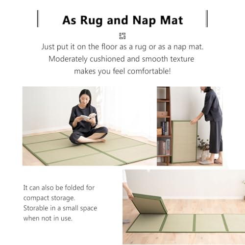 Japanese Tatami Mat Twin Size - Foldable Natural Rush Grass Floor Mattress