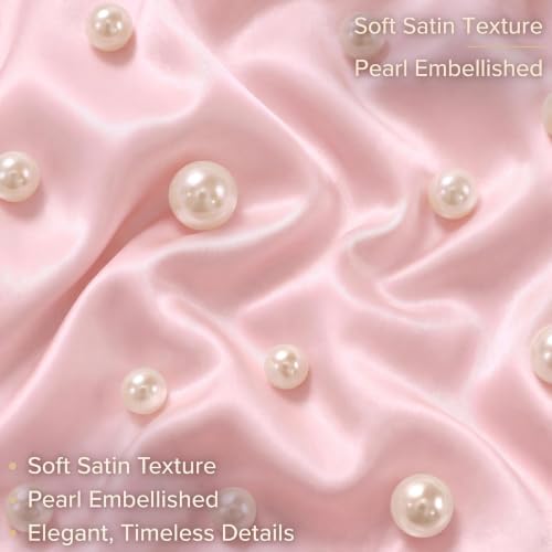 Yinder 12 Pack Pink Pearl Christmas Tree Bow Ornaments Large Satin Holiday Decor
