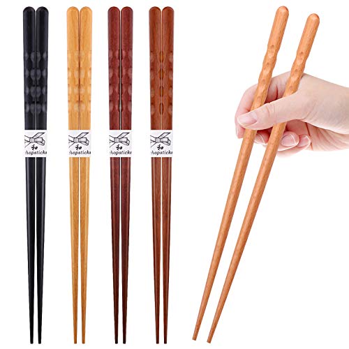 Natural Wooden Chopsticks Set - 5 Pairs Reusable Japanese Style Gift Box