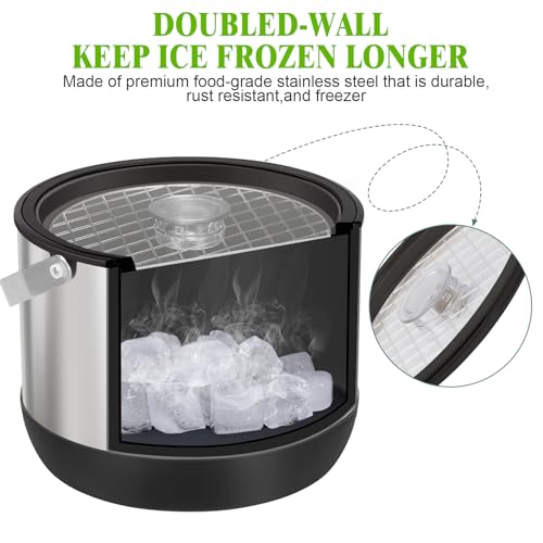 5QT Insulated Ice Bucket with Lid and Scoop for Parties (4.8L, Black)