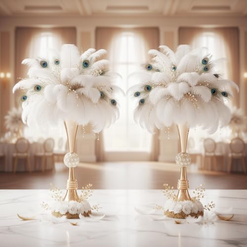 Crystal Gold Flower Vases 21.6in Trumpet Table Centers - Gold / 2pcs
