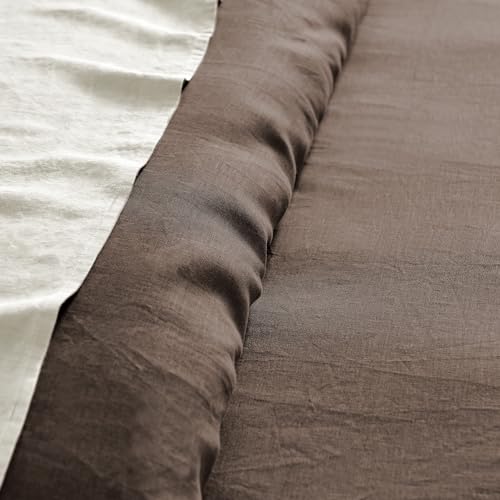 King Duvet Cover - 100% French Flax Linen - Cocoa - 106x94in.