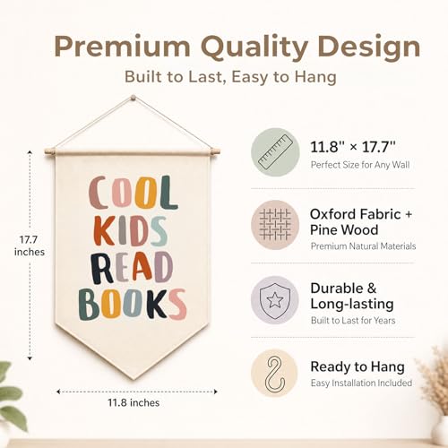 Kids Reading Nook Wall Banner - Classroom & Library Decor Hanging Sign