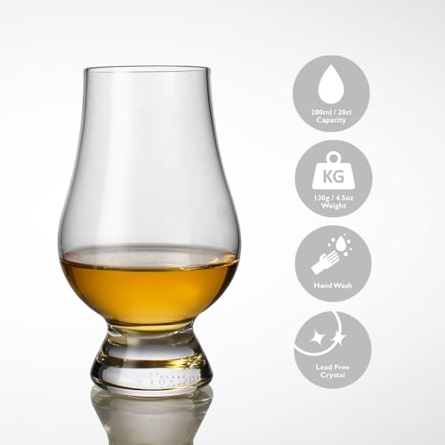 Glencairn Whisky Glass Set with Travel Case – 2 Crystal Tasting Glasses, 200ml