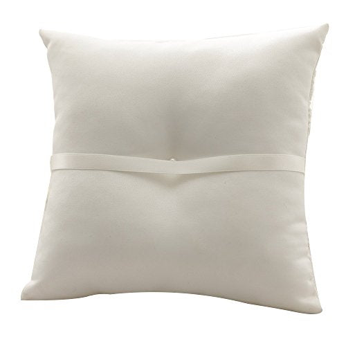 Ivory Satin Pearl Wedding Ring Pillow 8-Inch Square Ring Bearer Cushion