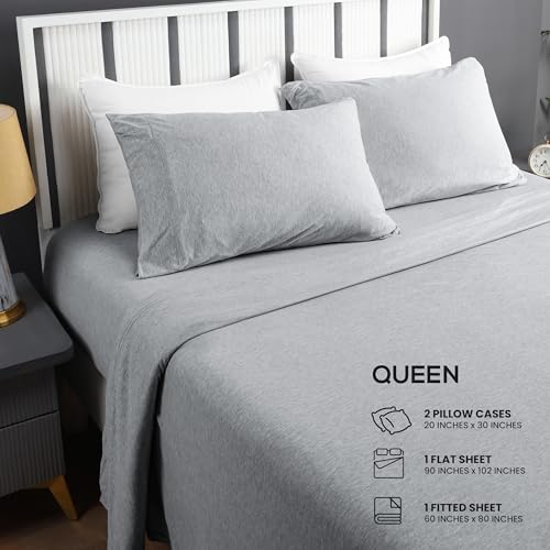 Utopia Bedding Queen Jersey Knit Sheet Set - Soft 4-Piece T-Shirt Bed Sheets