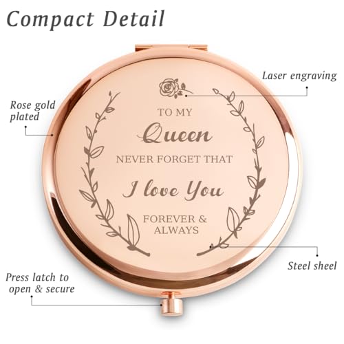 Personalized Compact Mirror with Custom Engraving - Holiday Stocking Stuffer for Women