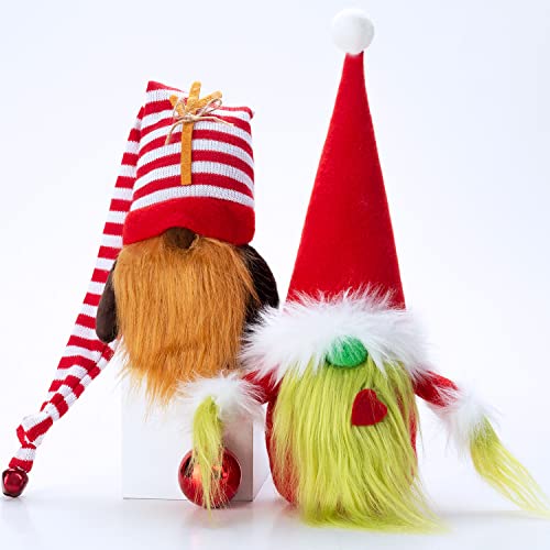 Christmas Gnome Decorations 2-Pack Handmade Scandinavian Plush Ornaments