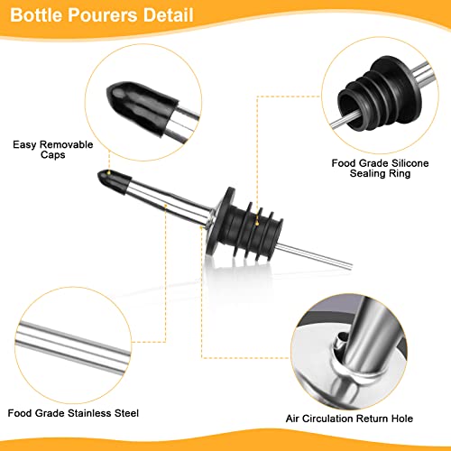 Darckle 6-Piece Multi-Color Juice Pour Bottles & 20 Stainless Steel Pourers – 1L Reusable Bar & Kitchen Set