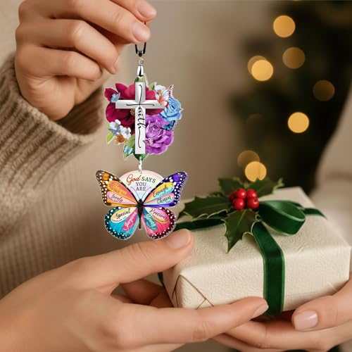 Christian Desk Decor with Butterfly and Cross Ornament for Women