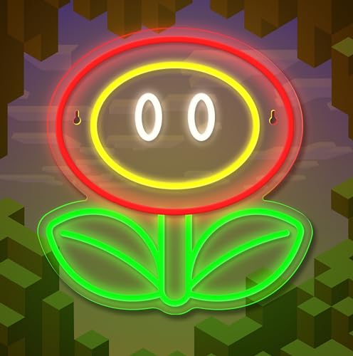 VIKLIU Fire Flower Neon Sign Dimmable Gaming Wall Decor for Man Cave Bedroom