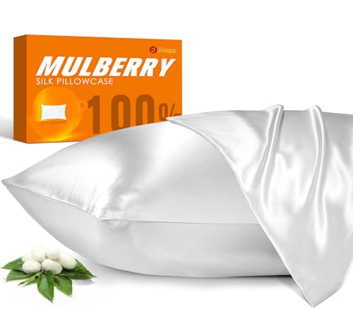 22 Momme 100% Mulberry Silk Pillowcase with Zipper - Standard 20x26 White