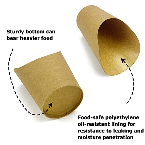 12oz Disposable Kraft Paper French Fry Cups - 100 Pack Charcuterie Holders