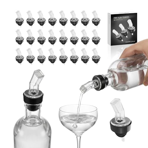 Esatto 24 Pack Liquor Bottle Pourers with Built-in Filter Spouts - Drip-Free, Universal Fit