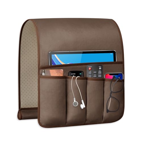 Armchair Remote Control Holder with 5 Pockets, Non-Slip Couch Caddy Organizer