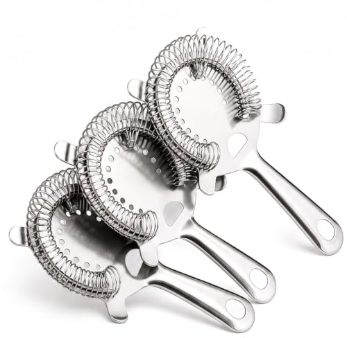 Notana 3-Pack Stainless Steel Hawthorne Cocktail Strainers for Bartenders and Home Bars