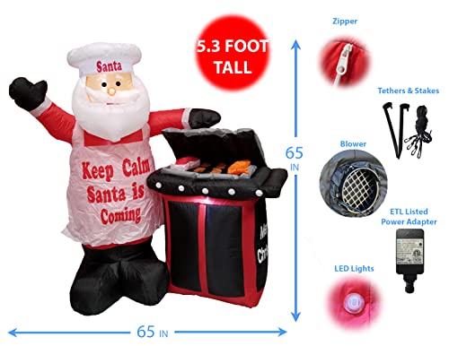 Lighted Christmas Inflatable Santa Chef Scene - 5.3 ft Outdoor Holiday Decor