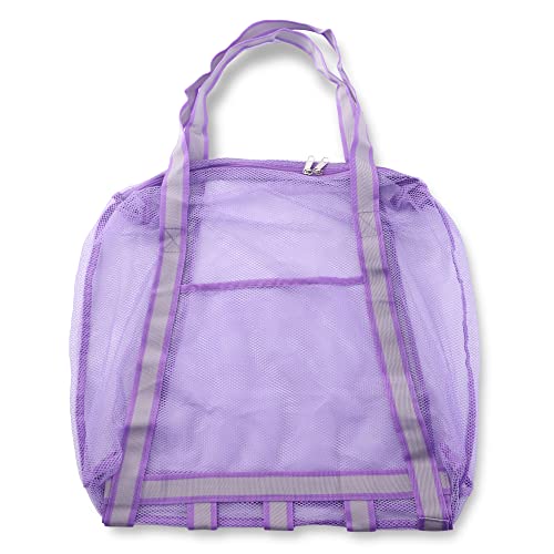 Large Mesh Beach Bag with Zipper - Quick-Dry Sand Toy Carrier for Pool
