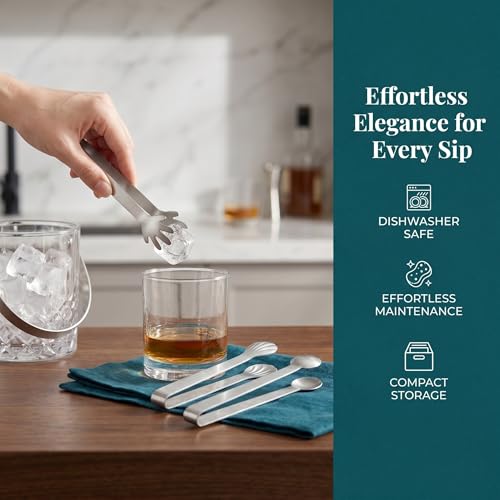 3-Piece Stainless Steel Ice Tongs Set for Cocktails & Food Serving
