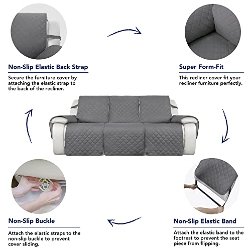 Reversible 3-Seat Recliner Couch Cover - Gray/Light Gray